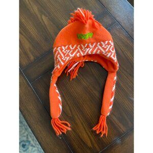 Disneyland Resort Orange Goofy Knit Hat Fleece Lined Ski Toboggin sz Adult